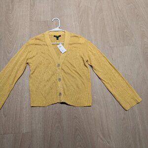 banana republic factory Ramie-Cotton V-Neck Cardigan Sweater yellow